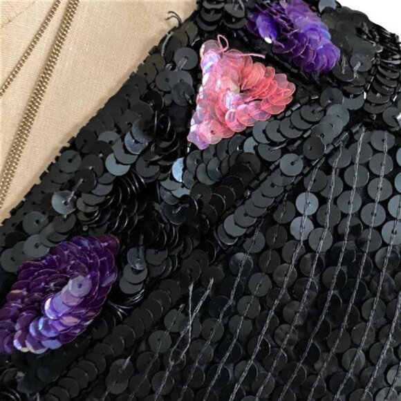 Vintage 80s sequins beaded sparkly jacket kimono cardigan, silk - Picture 8 of 16